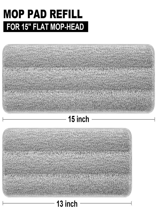 JOYMOOP Flat Mop Pads, Microfiber Mop Cleaning Pads, Washable Pads, Pads Replacement Flat Mop or Mop Bucket Set, Pack of 4 Refills 15inch - Grey and Stripe - Image 2